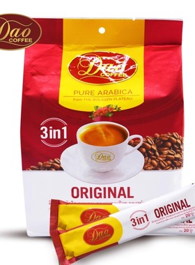 老挝进口Dao刀牌红色三合一原味速溶咖啡 600g/30杯 醇香浓郁咖啡