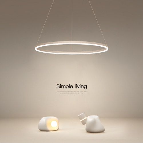 led环形吊灯简约现代白色圆环极简北欧光环客厅餐厅卧室书房灯具