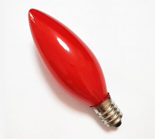 佛前灯尖头红灯泡E14 220V10W螺口小灯泡红辣椒灯泡钨丝灯E14螺纹