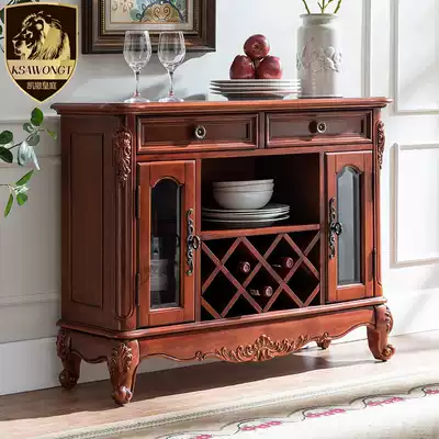 Dining cabinet American red wine cabinet foyer partition dinner dish cabinet European solid wood tea cabinet porch retro storage cabinet