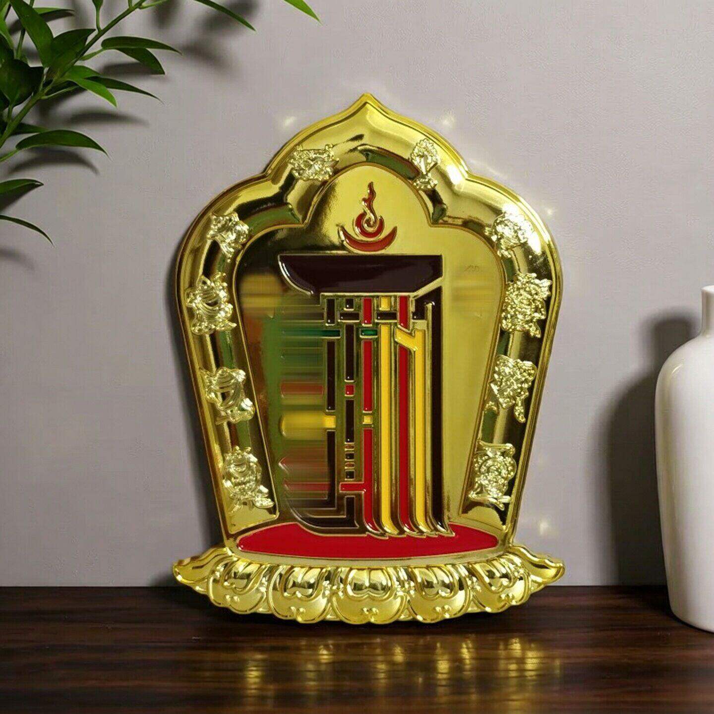 十相自在浮雕不干胶贴牌八吉祥门窗墙面装饰树脂贴画带背胶汽车贴
