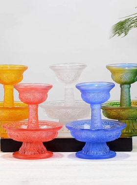 水晶琉璃八吉祥护法杯供杯七色