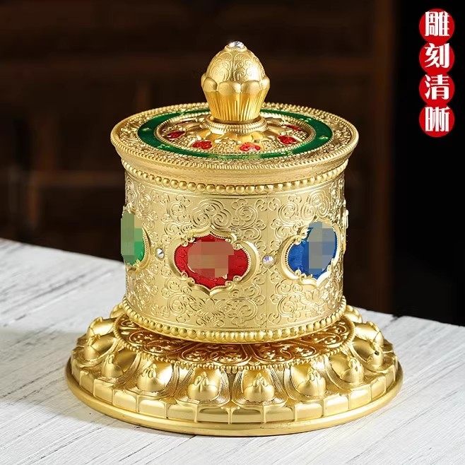 藏式指捻车载民族转轮铜合金精致雕花指捻摆件转动顺滑持久不卡顿