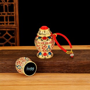 藏式锌合金彩绘计数器手按点数器宝瓶形状小巧吊坠挂件配饰记数器
