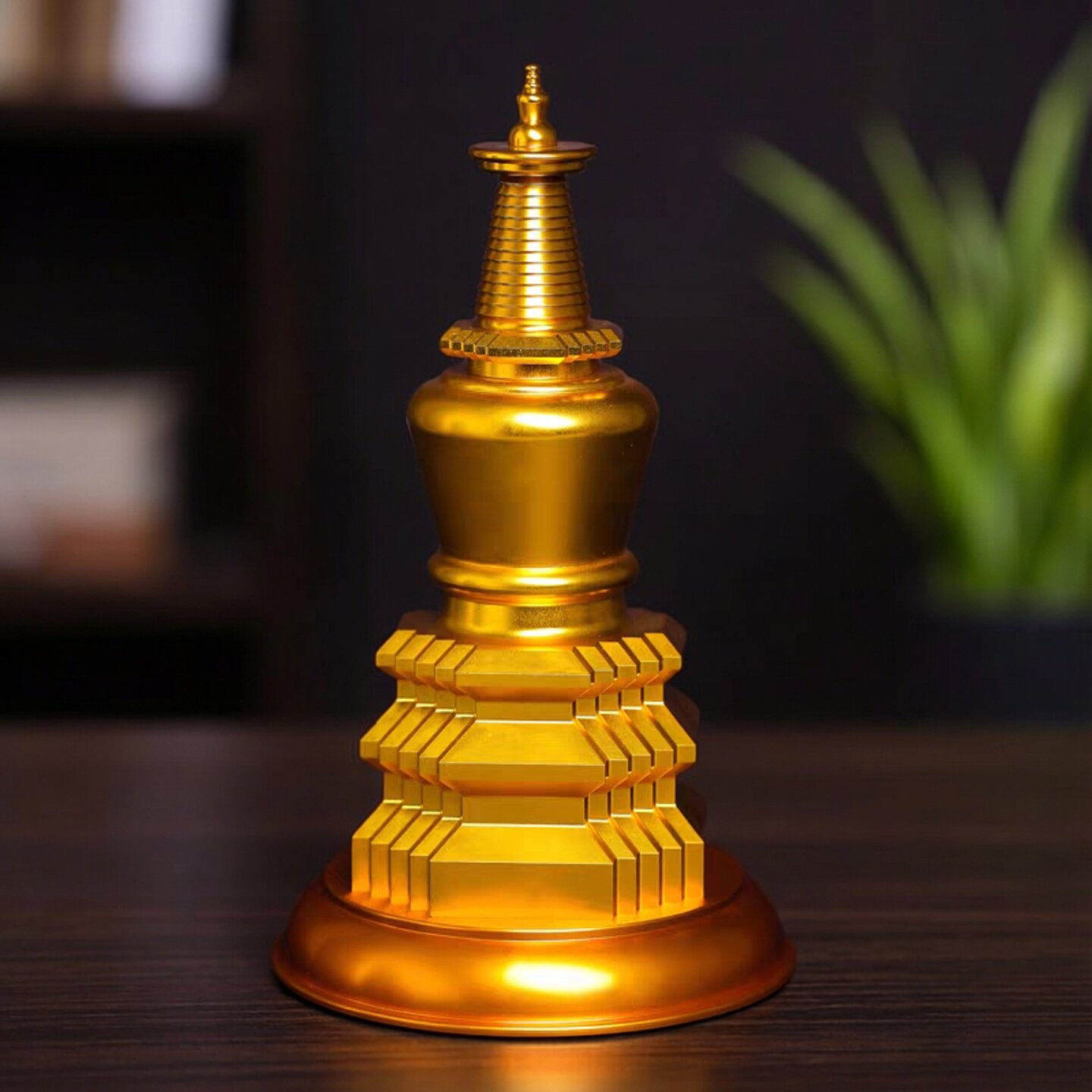 圣妙顶严铝合金舍利塔佛塔右挽狂澜家用客厅金色银色供奉宝塔摆件