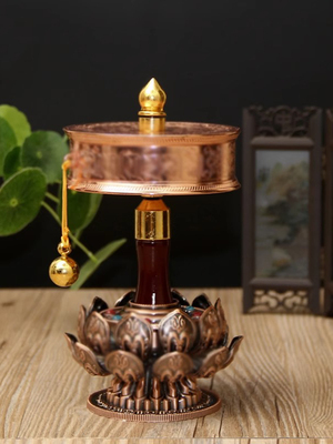 八吉祥手摇转动铜底座合金莲花手摇底座藏族底座摆件3色可选