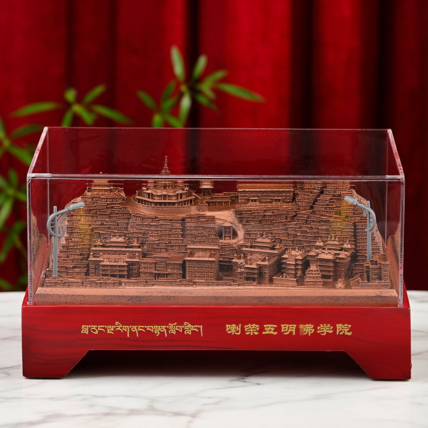 色达喇荣五明学院全景微型模型树脂实木等比例还原模型纪念品摆件