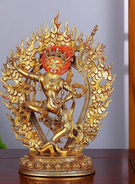 狮面空行母佛像纯铜鎏金摆件家居供奉密宗狮面空行母护法铜雕造像