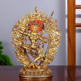 狮面空行母佛像纯铜鎏金摆件家居供奉密宗狮面空行母护法铜雕造像