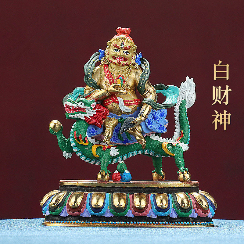 白财神像彩绘铜制像家居摆件用品