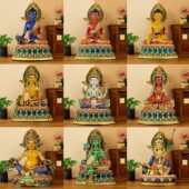 新品 多款 黄铜彩绘鎏金铜佛像度母长寿释迦药师文殊地藏5寸7寸摆件