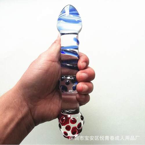 双头水晶玻璃器器男女按摩解压器女用器具局部菊部门塞放松大拉条