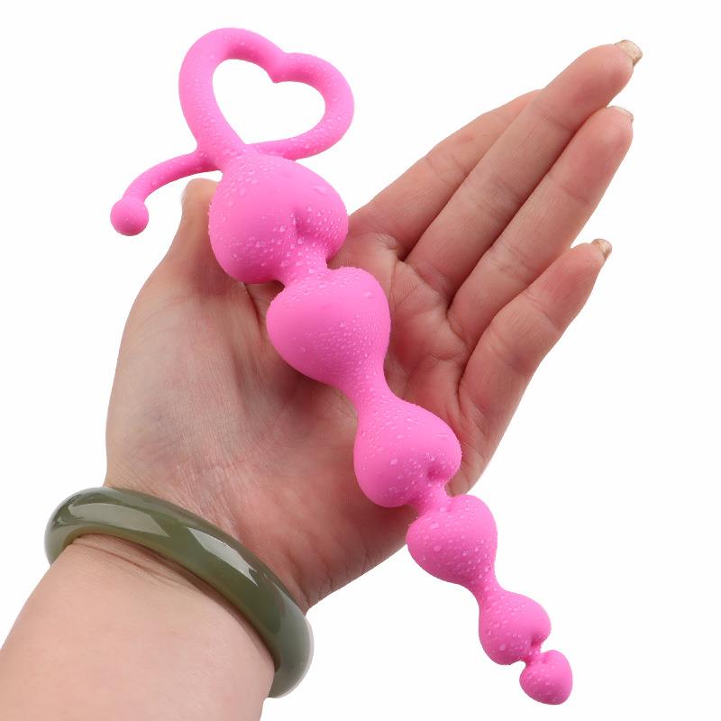硅胶心形拉条局部按摩器男女有趣放松按摩器菊部门扩张开发臀部新