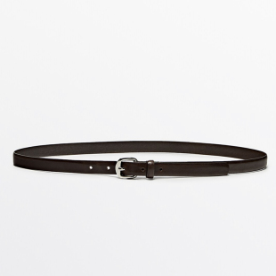 西班牙小众MD女士配件 2024棕色真皮配裙子牛仔裤细皮带装饰腰带