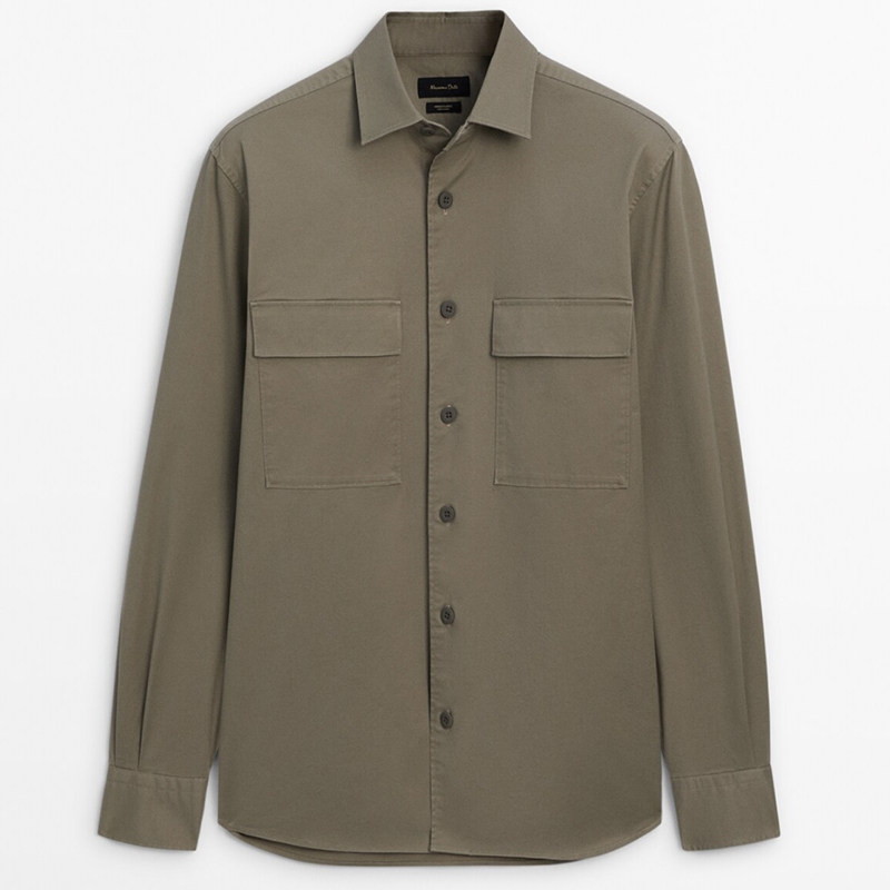 简约通勤风衬衫式夹克休闲外套男