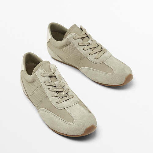 真皮拼接系带休闲运动鞋德训鞋