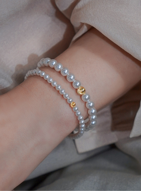 如帆小众轻奢高级感猫眼拉丝球珍珠手串气质通勤叠戴手链女50917