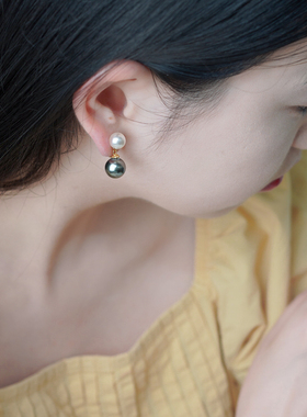 如帆小众时尚简约气质双色珍珠耳夹无耳洞耳骨夹通勤耳环女50910