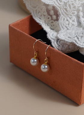 如帆珍珠耳环简约小众百搭时尚耳饰通勤日韩14k包金耳钩女410111