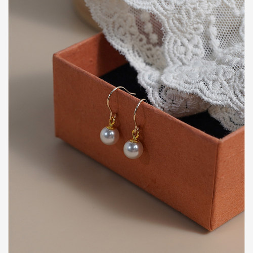 如帆珍珠耳环简约小众百搭时尚耳饰通勤日韩14k包金耳钩女410111