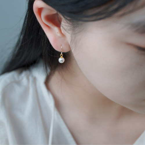 如帆小众简约气质珍珠耳环14k包金耳钩时尚通勤耳饰日韩百搭50909
