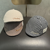 宝宝韩版 帽子春秋洋气条纹前进帽男童贝雷帽可调节百搭遮阳鸭舌帽