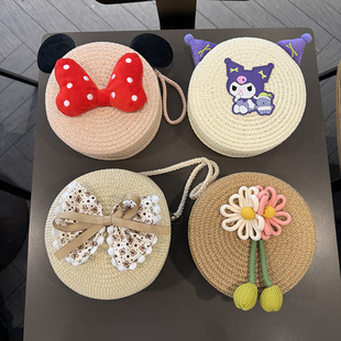 儿童夏天可爱小包包迷你编织草编包女孩新款2025草包宝宝斜挎背包