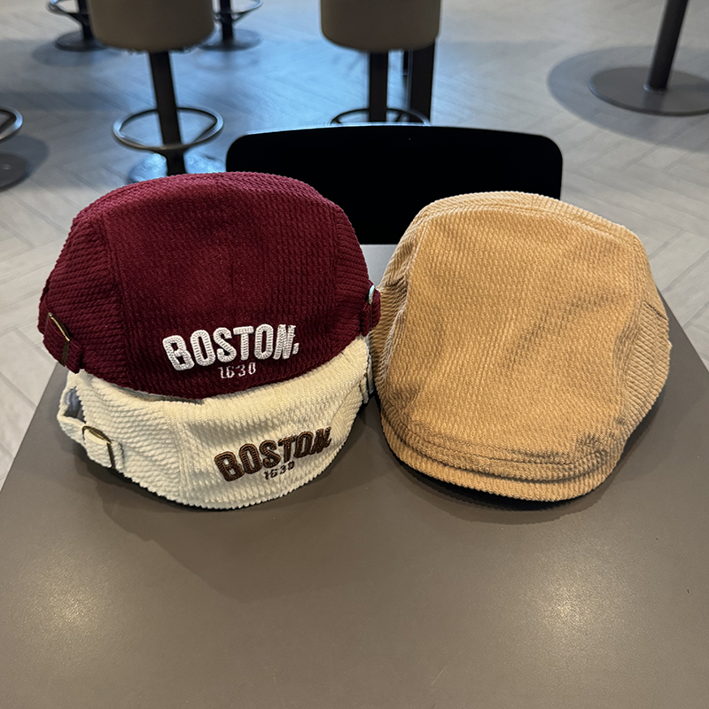 宝宝帽子秋冬时尚韩版字母灯芯绒前进帽男女童洋气百搭遮阳鸭舌帽