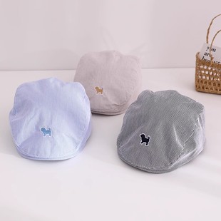 宝宝帽子春秋季 防晒贝雷帽男女童可爱卡通休闲英伦鸭舌前进帽 薄款