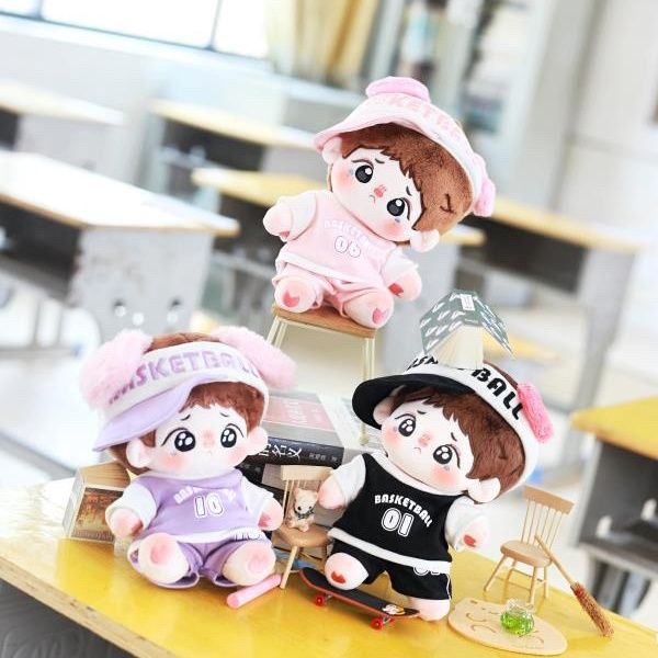 现货可爱新品球服娃衣20cm10cm棉花娃娃明星公仔多巴胺球衣娃衣