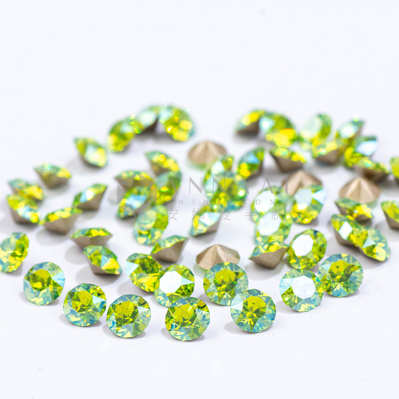 尖底钻 SS24 337MOL月光桔梗绿 华子美甲钻奥地利水晶正品施华洛