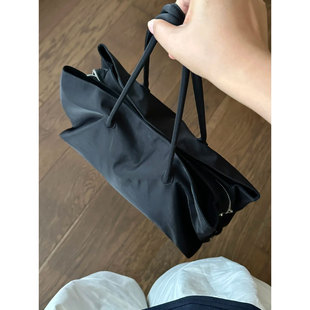 采晨自制新款拉链夹层公文包女2026旅行包尼龙布单肩腋下托特包潮