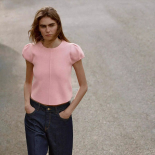 新款 4192009 女装 休闲针织上衣 620 百搭圆领泡泡短袖 ZA 2026夏季