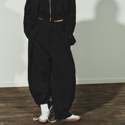 ZA 2025冬季新款女装时尚休闲百搭高腰气球版型褶裤 1255577 800