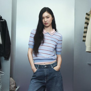 新款 3920198 女装 圆领条纹超细针上衣 400 百搭短袖 ZA 2026夏季