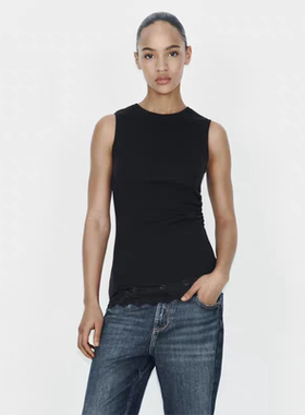 ZA 2026夏季新款女装不对称褶皱蕾丝上衣 1067155 251 748 800