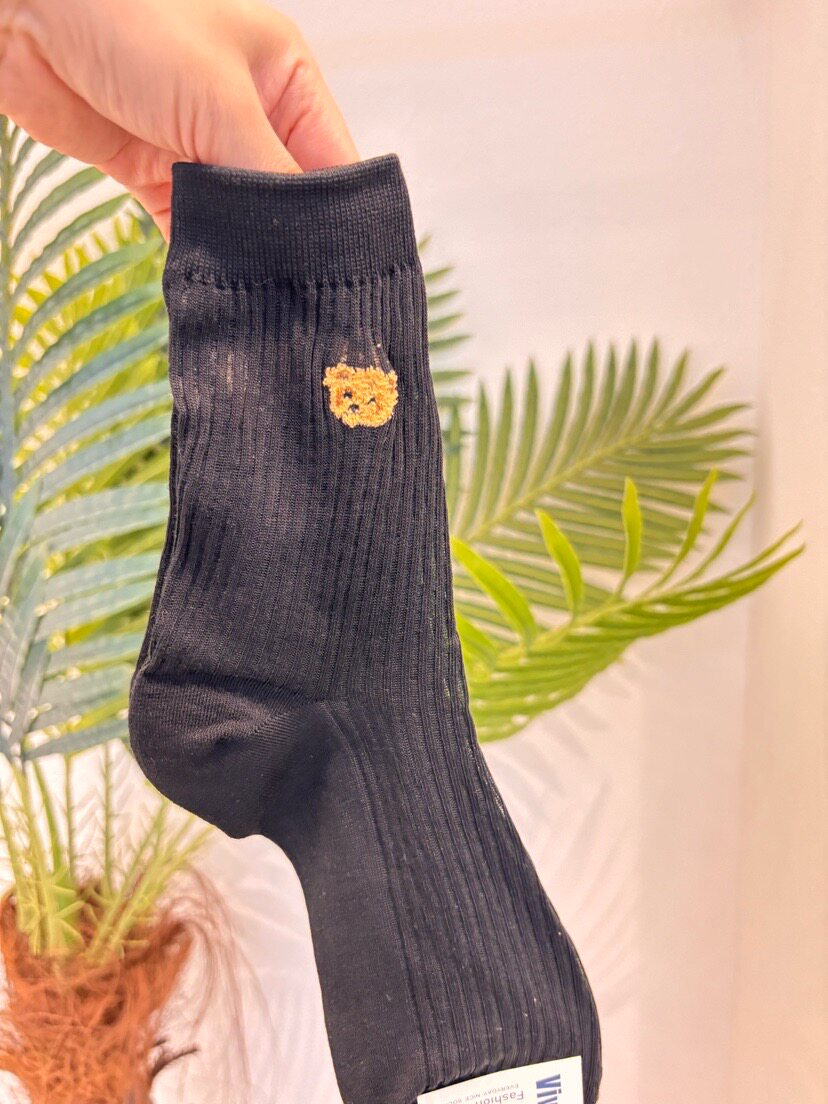 韩国卡通刺绣船袜女春秋款纯棉中船袜