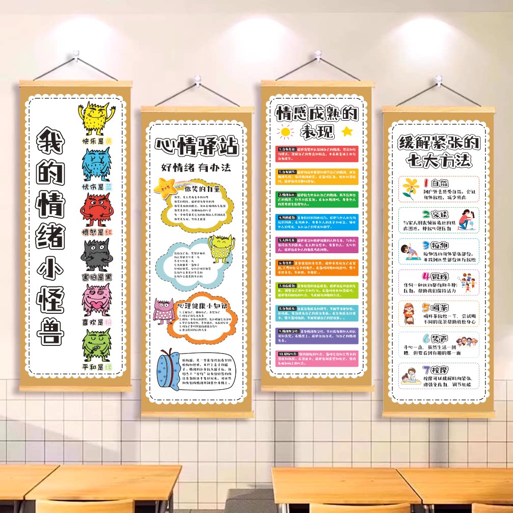 班级心理角布置小学生幼儿园教室情绪健康装饰墙面疏导挂画易收纳
