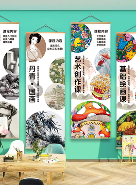 美术教室墙面布置装饰挂布课程体系挂图画室培训机构环创文化海报