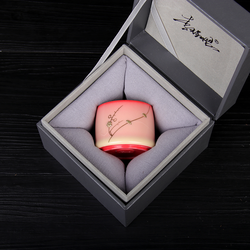 青瓷猪油冻锔钉主人杯李辉熠粉红开片可养复古中式青绿梅茶杯单盏