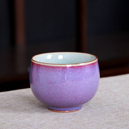 冰晶宫廷风单杯钧窑禅定功夫茶杯陶瓷茶具品茗杯钧瓷茶杯中式杯子
