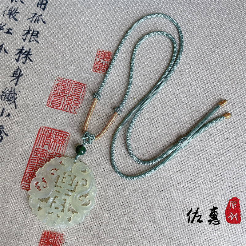 教师节礼物玉佩毛衣链可调节岫玉长款复古搭配新中式百搭项链子
