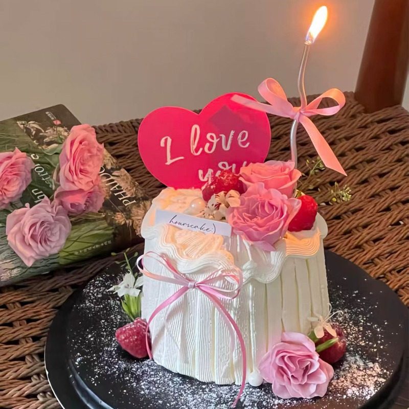 小红书同款红色丝带表白蛋糕摆件玫瑰心形卡片蝴蝶结银色蜡烛插件,节庆用品/礼品,节日装扮用品,淘宝优惠券,粉丝福利购,淘宝优惠卷