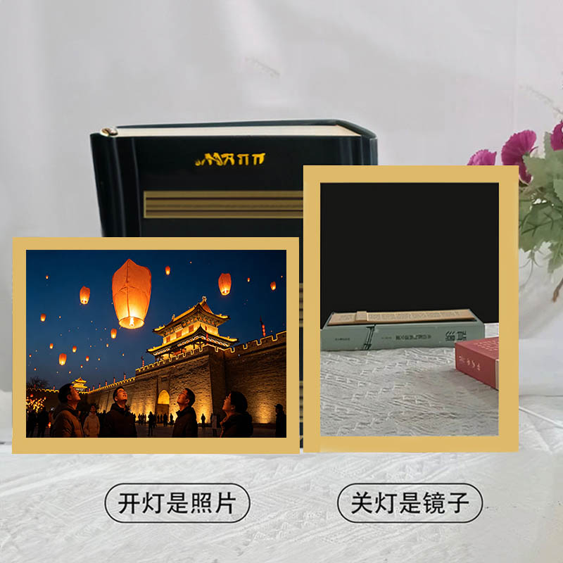 来图定制孔明灯镜子灯光画小夜灯相框生日礼物画框床头氛围开灯画图片