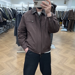 复古宽松痞帅工装 领拼接假两件羽绒服男美式 外套潮 衬衫 韩谷涉冬季