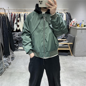 高级感拼接脱卸连帽棒球领羽绒服男冬季美式宽松痞帅90白鸭绒外套