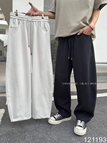 乾尚2026春上新美式复古弯刀休闲裤男宽松百搭通勤针织直筒阔腿裤