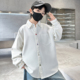 翻领休闲衬衣中大童百搭透气 刺绣春秋长袖 男童白色衬衫 2026新款