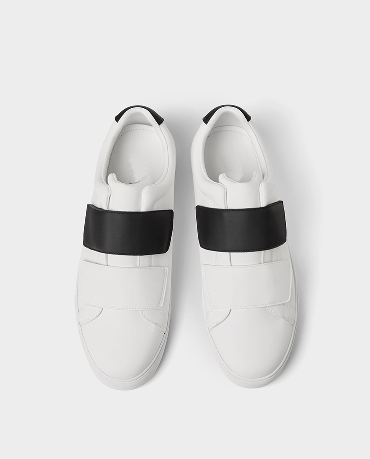 欧美春秋白色极简风带饰男鞋