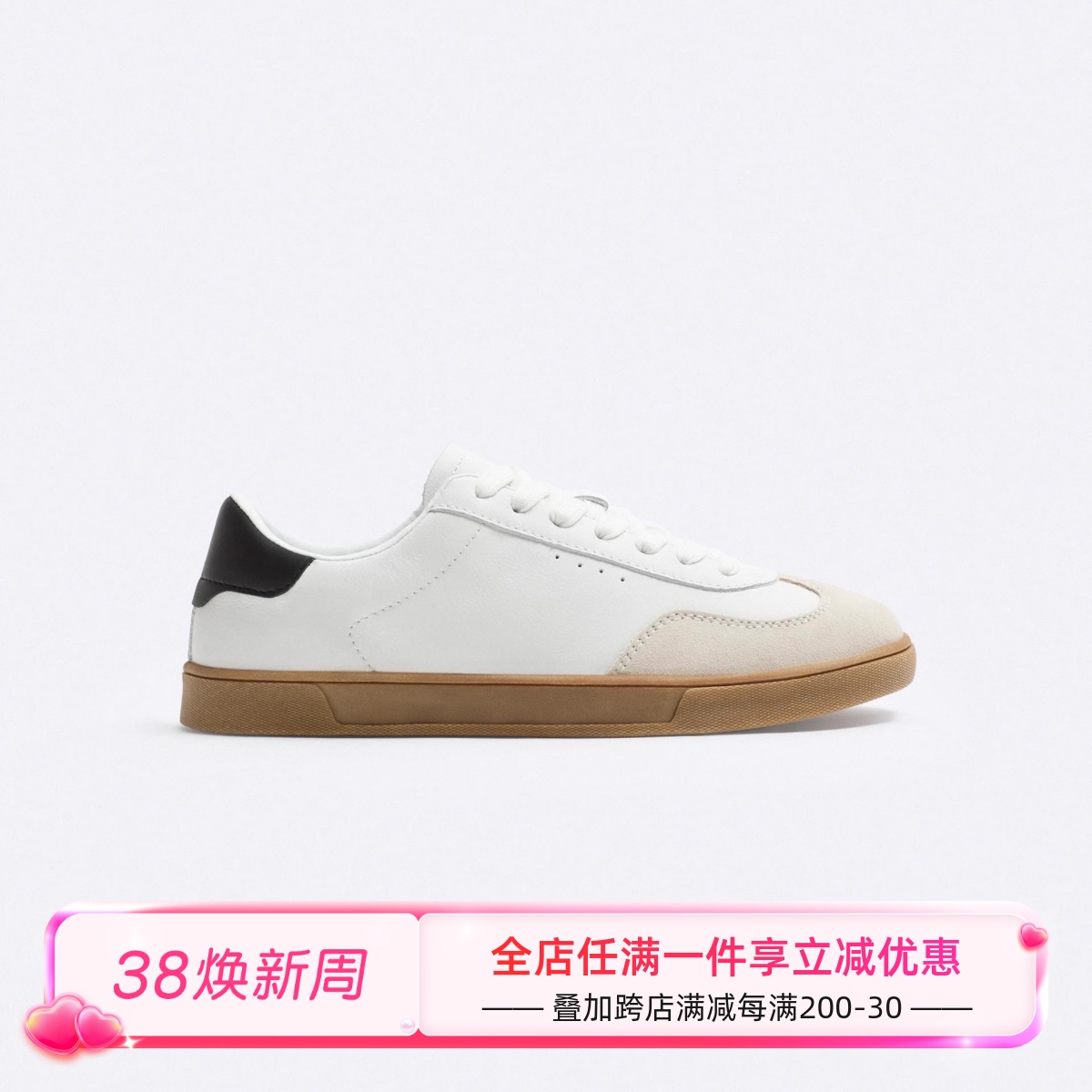 欧美男鞋平底复古拼接厚底运动休闲鞋潮流简约低帮系带德训鞋板鞋